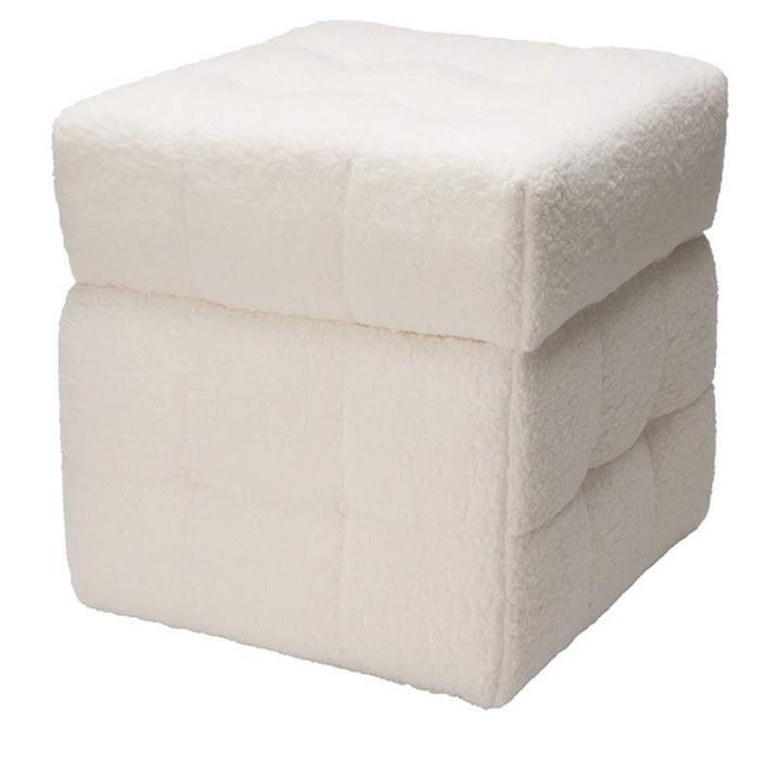 Ülőke SQUARE tárolórekesszel, Home Styling Collection, fehér, 38x38x37cm