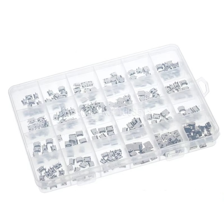 Set mufe micro USB 240 buc, argintiu, metal