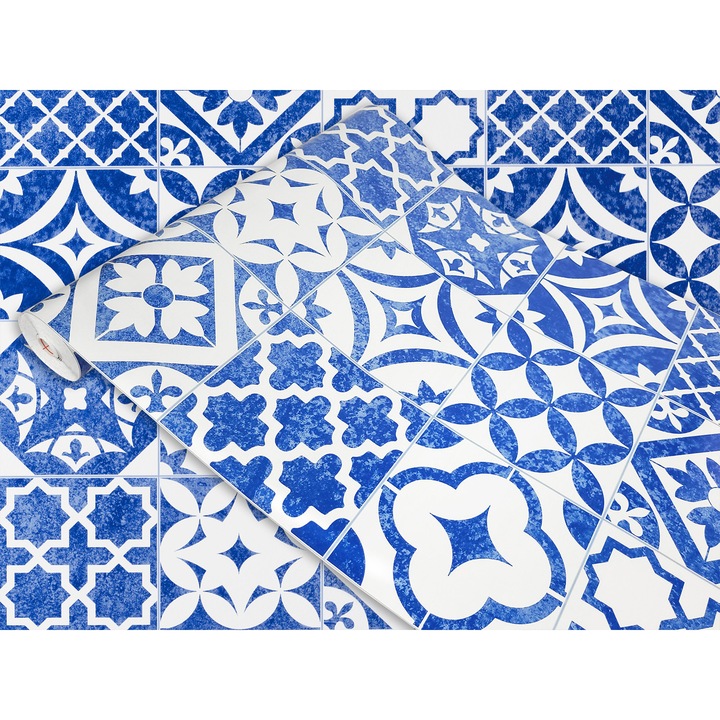 Autocolant pentru dulap de haine sub forma de sticker, 45 x 25 cm, DecoMeister®, Model Placi Santorini, E146-045-0025