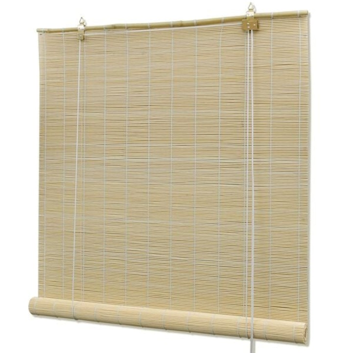 Jaluzea tip rulou din bambus, 120 x 250 cm, protectie solara si intimitate, montaj interior, material Lemn natural, culoare Bej