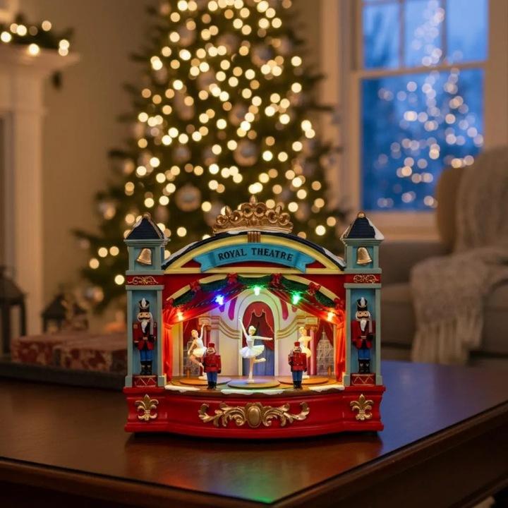 Decoratiune Craciun Scena Balet Royal Theatre 5 LED-uri Lumina Multicolora Plastic H 22.3 cm Alimentare Baterii Shopiens®