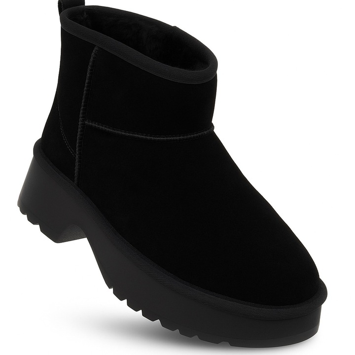 Ghete dama, Soprani Couture, piele naturala, negru, platforma din spuma, toc 5cm