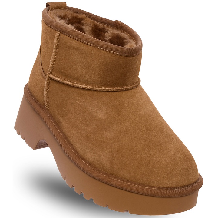 Ghete dama, Soprani Couture, LEA SUEDE, maro, piele naturala, talpa din spuma