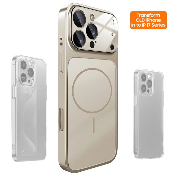 Калъф Skin за трансформация на iPhone 14 Pro в iPhone 17 Pro – Премиум дизайн, съвместим с MagSafe, Сив цвят