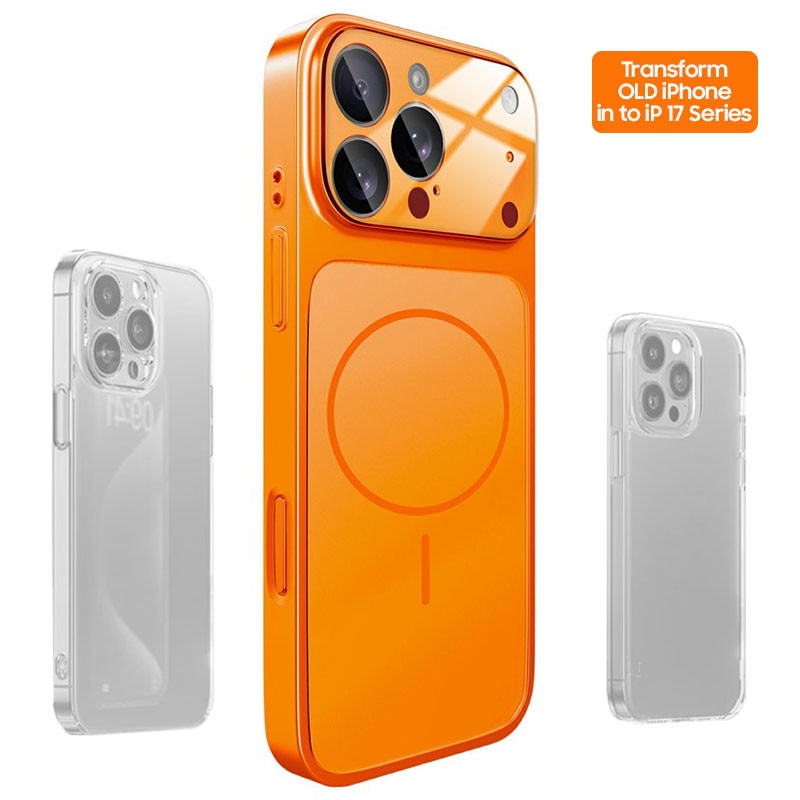 Husa Skin pentru Transformare iPhone 16 Pro Max in iPhone 17 Pro Max – Design Premium, Compatibil MagSafe, Culoare Portocaliu