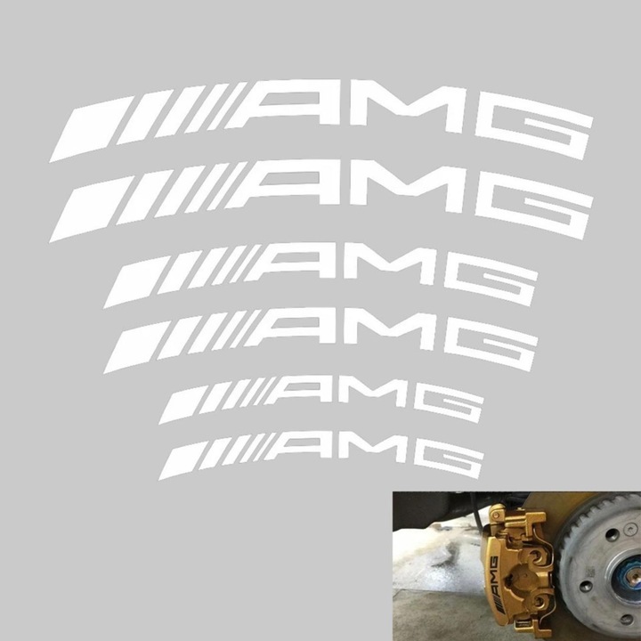Mercedes AMG féknyereg matrica szett, 6 db, fehér
