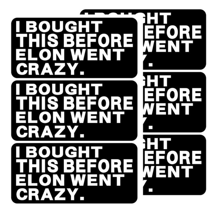 Sticker auto, tematica Elon Musk, amuzant, rezistent la apa, 11.5x5.5 cm, material vinil, culoare Negru