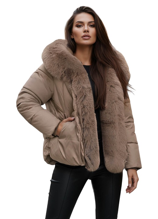 Női kabát OZONEE O/16M9179, Sötétbézs