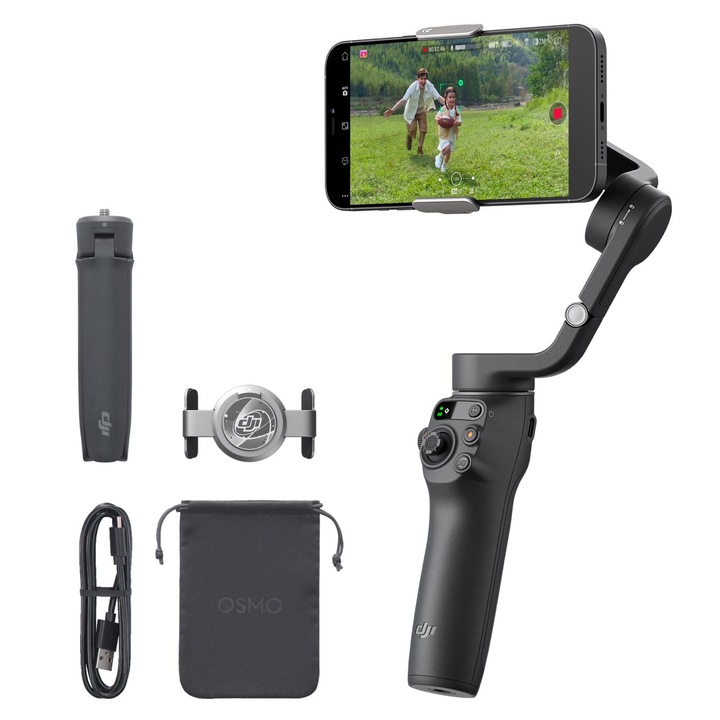 Gimbal stabilizátor DJI Osmo Mobile 6, 3 tengelyes, hordozható, összecsukható, 460g