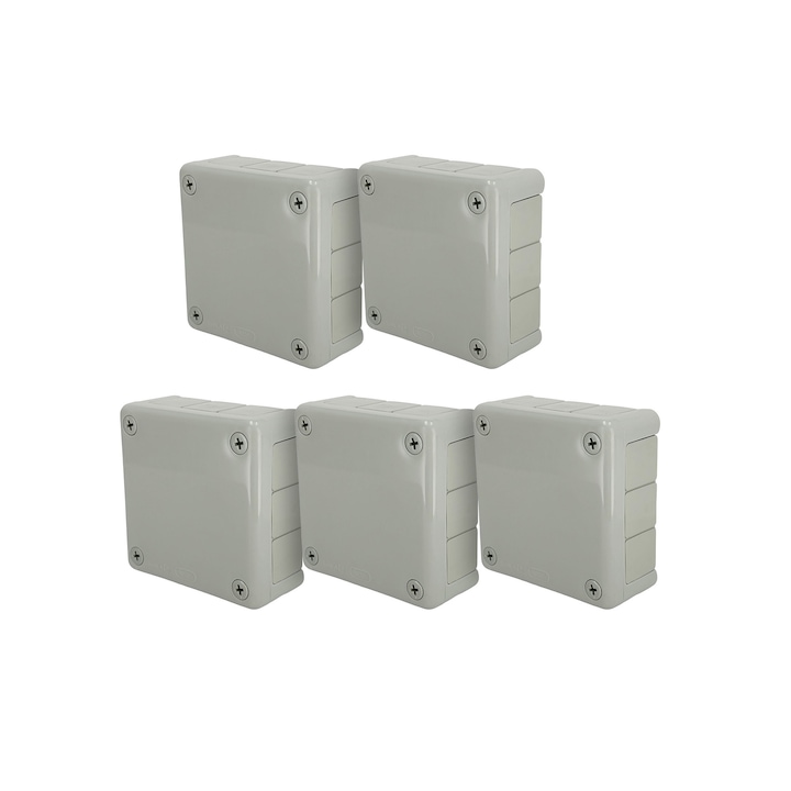 5x Cutie de conexiune aplicata 98x98x42mm IP55 12 intrari presetupe din cauciuc gri VP-41 EDO777927 EDO Technic