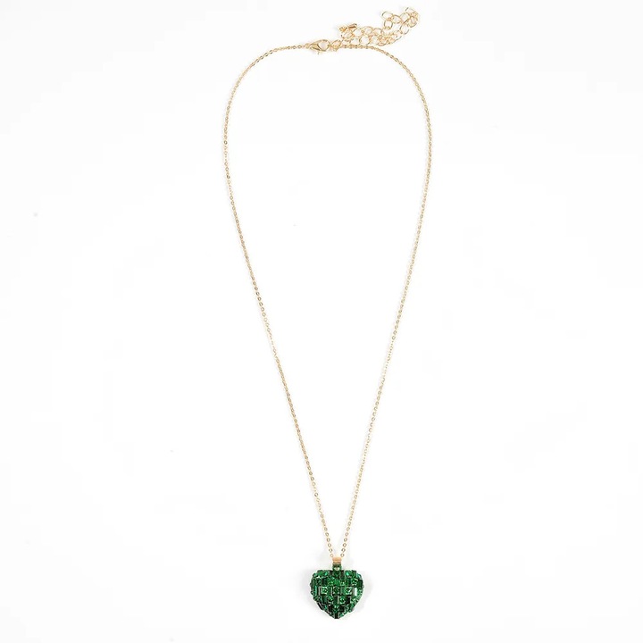 Colier auriu cu pandantiv inima verde, Meli Melo Paris