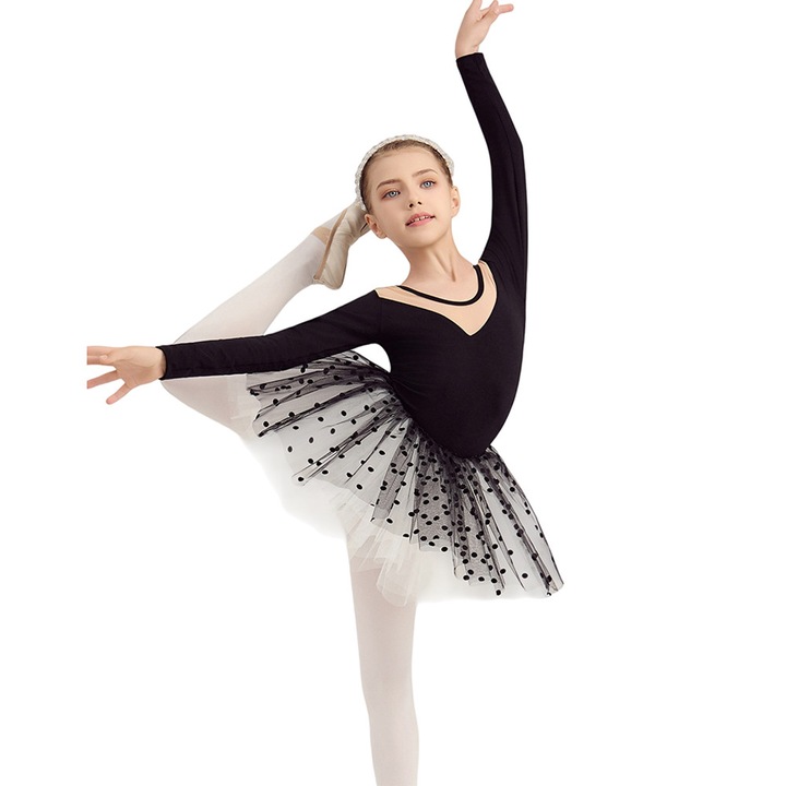 Lány balett ruha, BOMSTOM, pamut, fekete, 140cm, 6-7 év