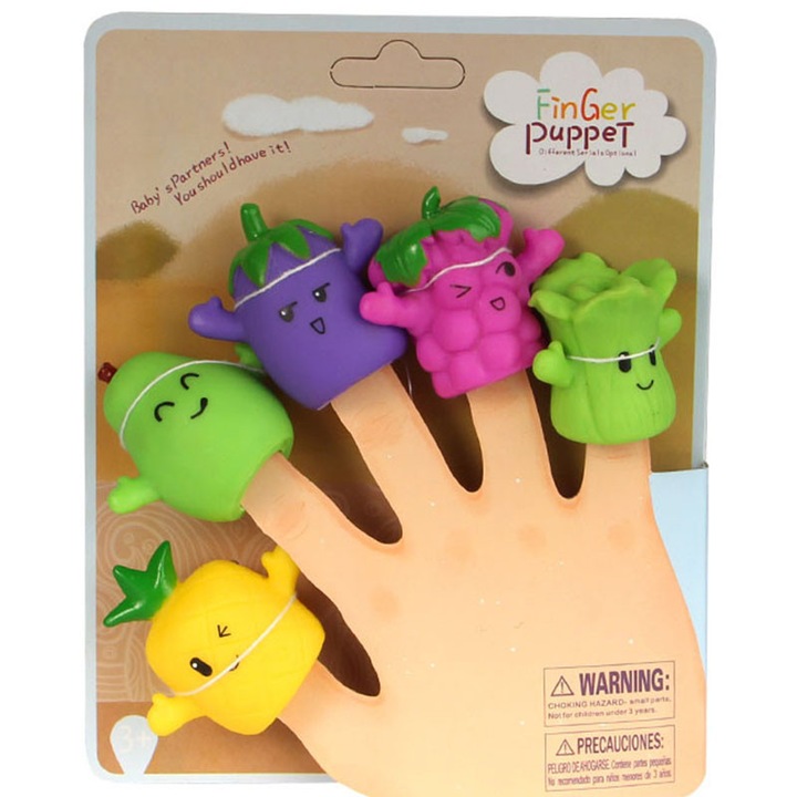 Set 5 marionete de deget, Mooniva, PVC, multicolor