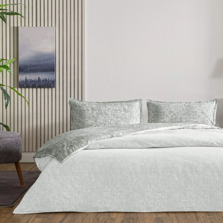 Kétoldalas ágyneműhuzat, texturált mintával, 100% ranforce pamut, 240x260 cm, 4 részes, TAC, Shimmer