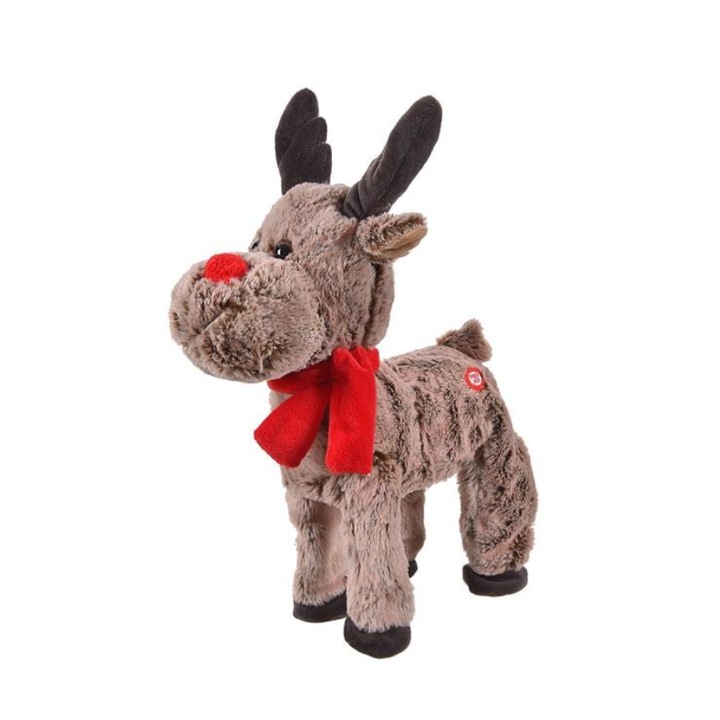 Cerb Interactiv de Craciun Merge si Canta 39 cm