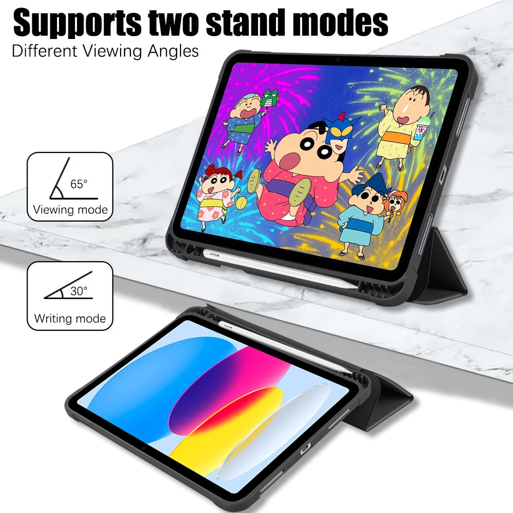 Husa pentru Apple iPad 11 (2025) cu Suport Pencil, Silicon TPU, Smart Cover – Neagra