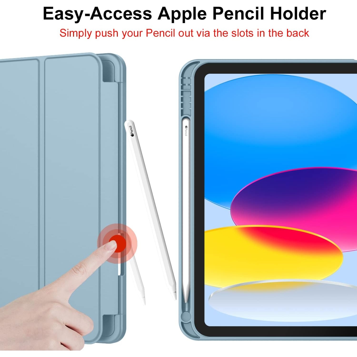 Husa pentru Apple iPad 11 (2025) cu Suport Pencil, Silicon TPU, Smart Cover – Albastru Azur