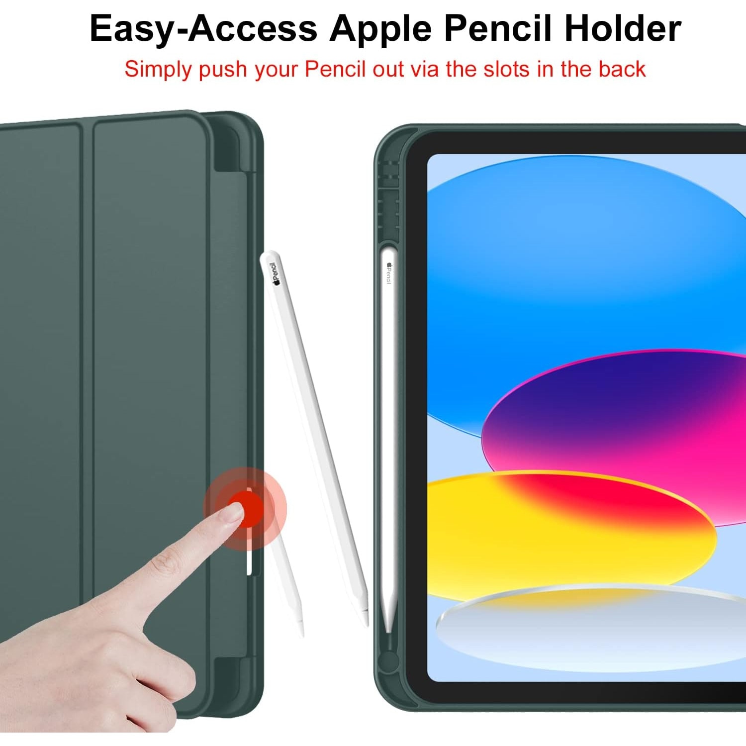 Husa pentru Apple iPad 11 (2025) cu Suport Pencil, Silicon TPU, Smart Cover – Verde Brad