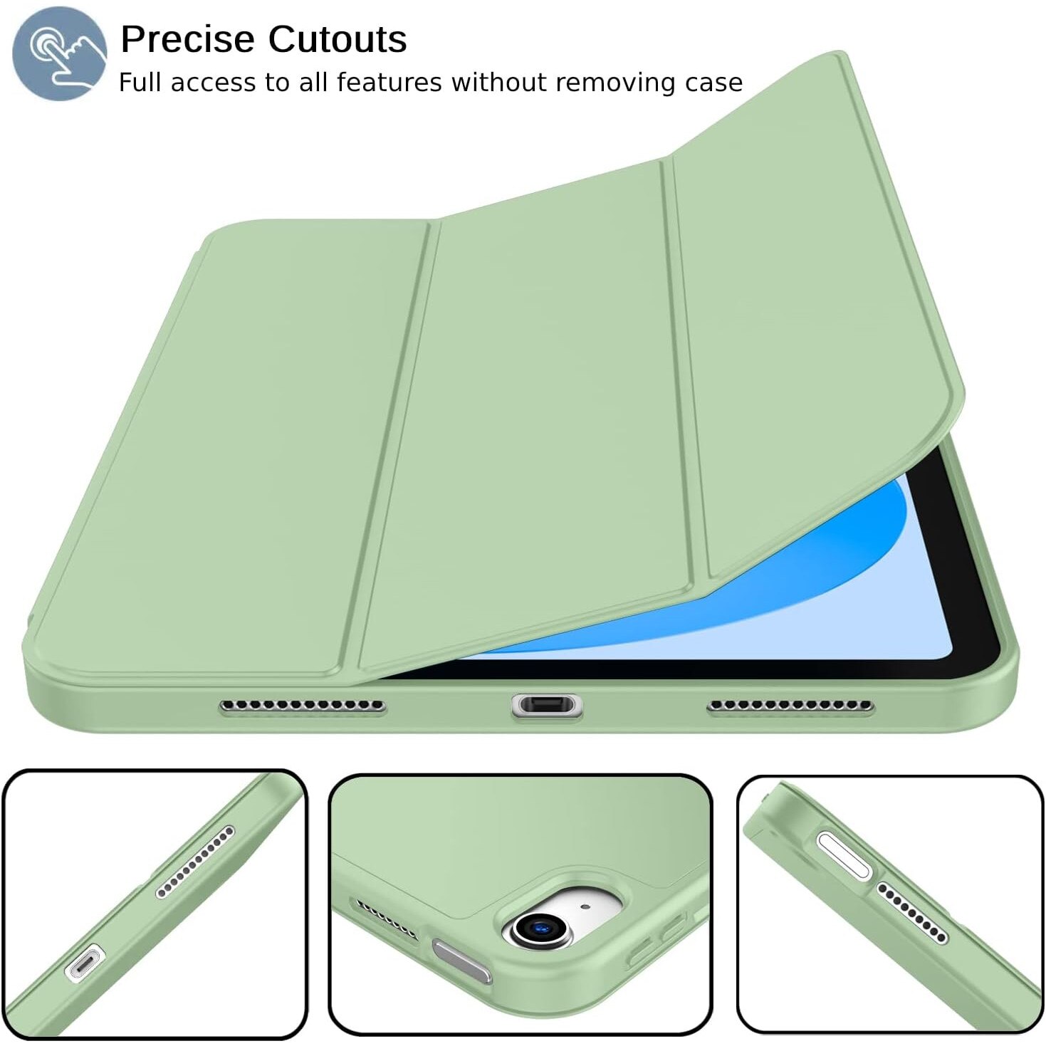 Husa pentru Apple iPad 11 (2025) cu Suport Pencil, Silicon TPU, Smart Cover – Verde Lime