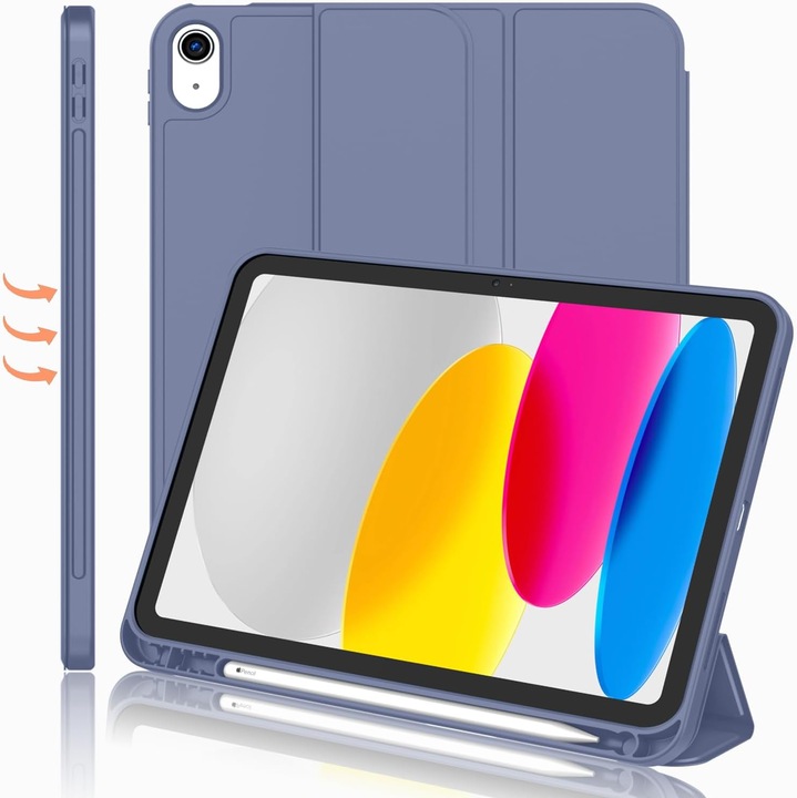 Husa pentru Apple iPad 11 (2025) cu Suport Pencil, Silicon TPU, Smart Cover – Mov