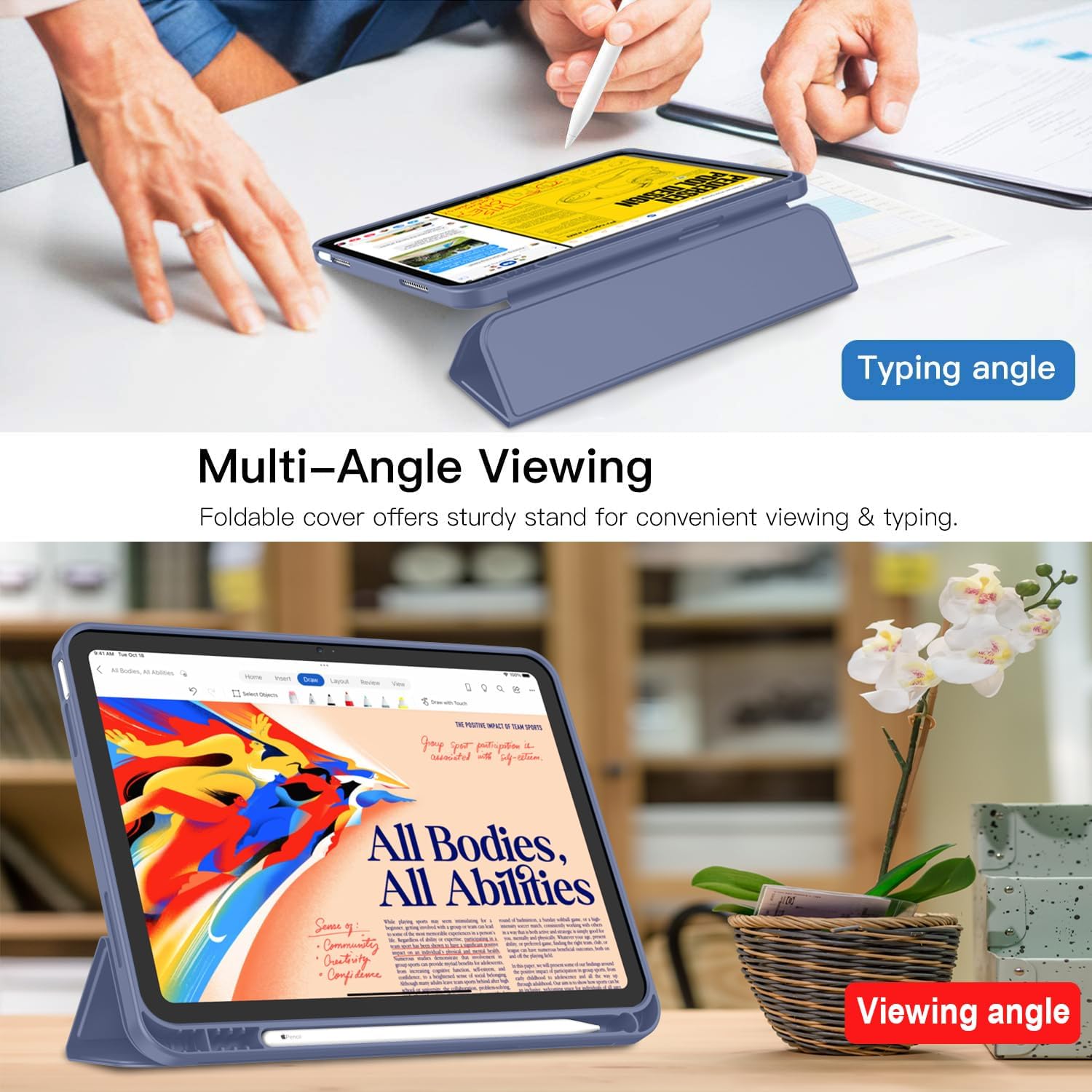 Husa pentru Apple iPad 11 (2025) cu Suport Pencil, Silicon TPU, Smart Cover – Mov