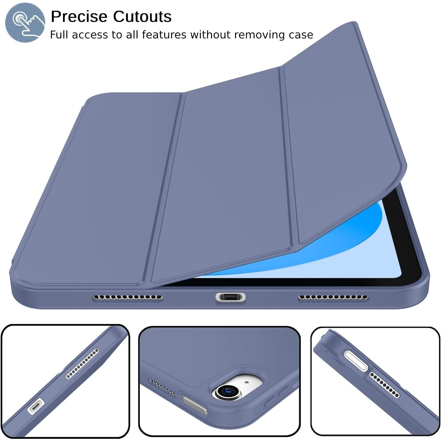 Husa pentru Apple iPad 11 (2025) cu Suport Pencil, Silicon TPU, Smart Cover – Mov