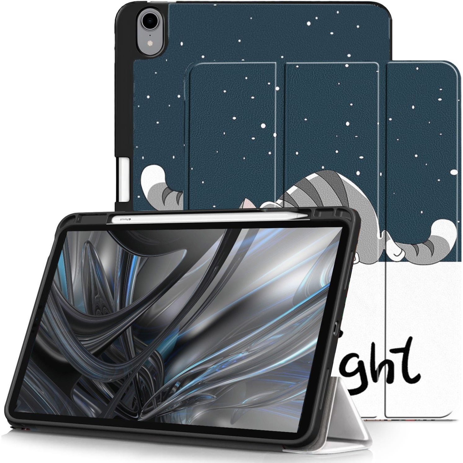 Husa pentru Apple iPad 11 (2025) cu Suport Pencil, Piele eco, Smart Cover – Good Night