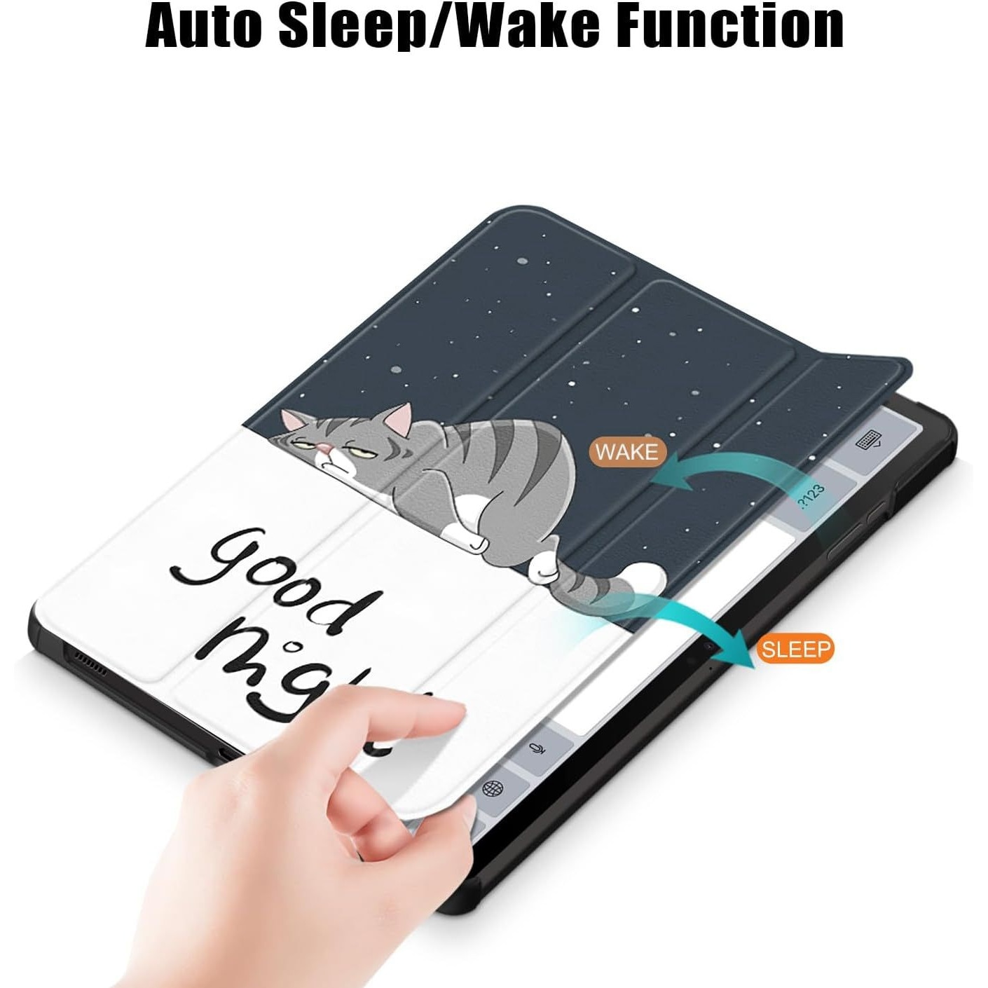 Husa pentru Apple iPad 11 (2025) cu Suport Pencil, Piele eco, Smart Cover – Good Night