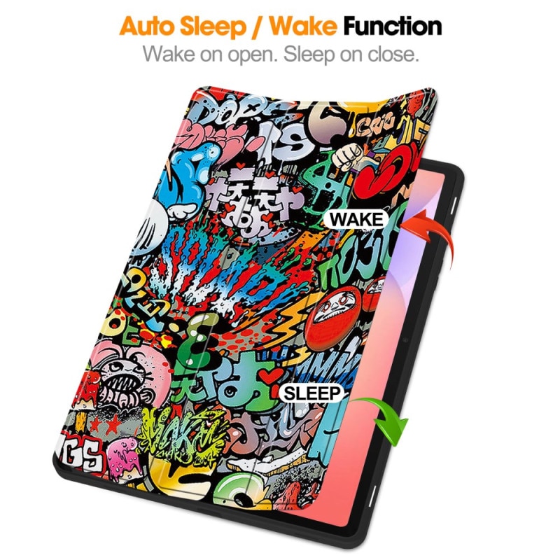 Husa pentru Samsung Galaxy Tab S10 FE Plus 13.1" cu Suport S Pen, Piele eco, Smart Cover – Graffiti