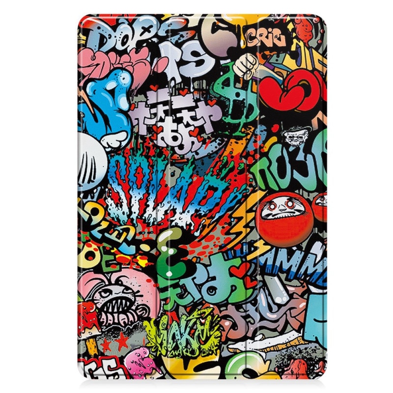 Husa pentru Samsung Galaxy Tab S10 FE Plus 13.1" cu Suport S Pen, Piele eco, Smart Cover – Graffiti