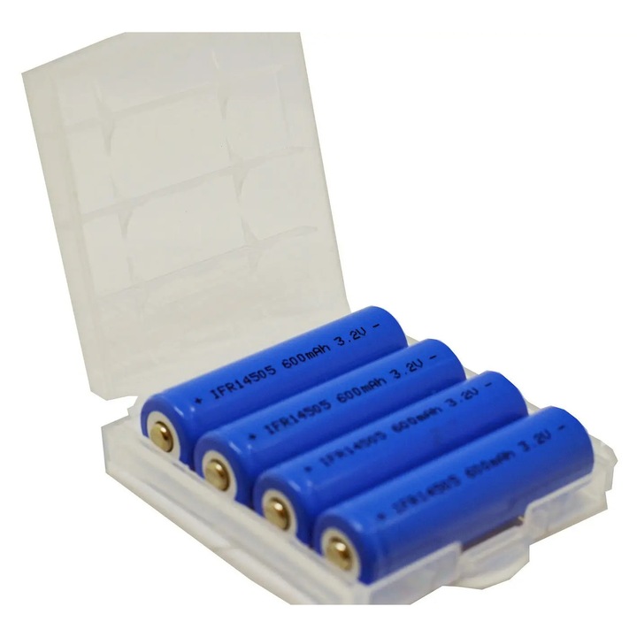 Carcasa suport pentru 4 acumulatori 18650 transparent