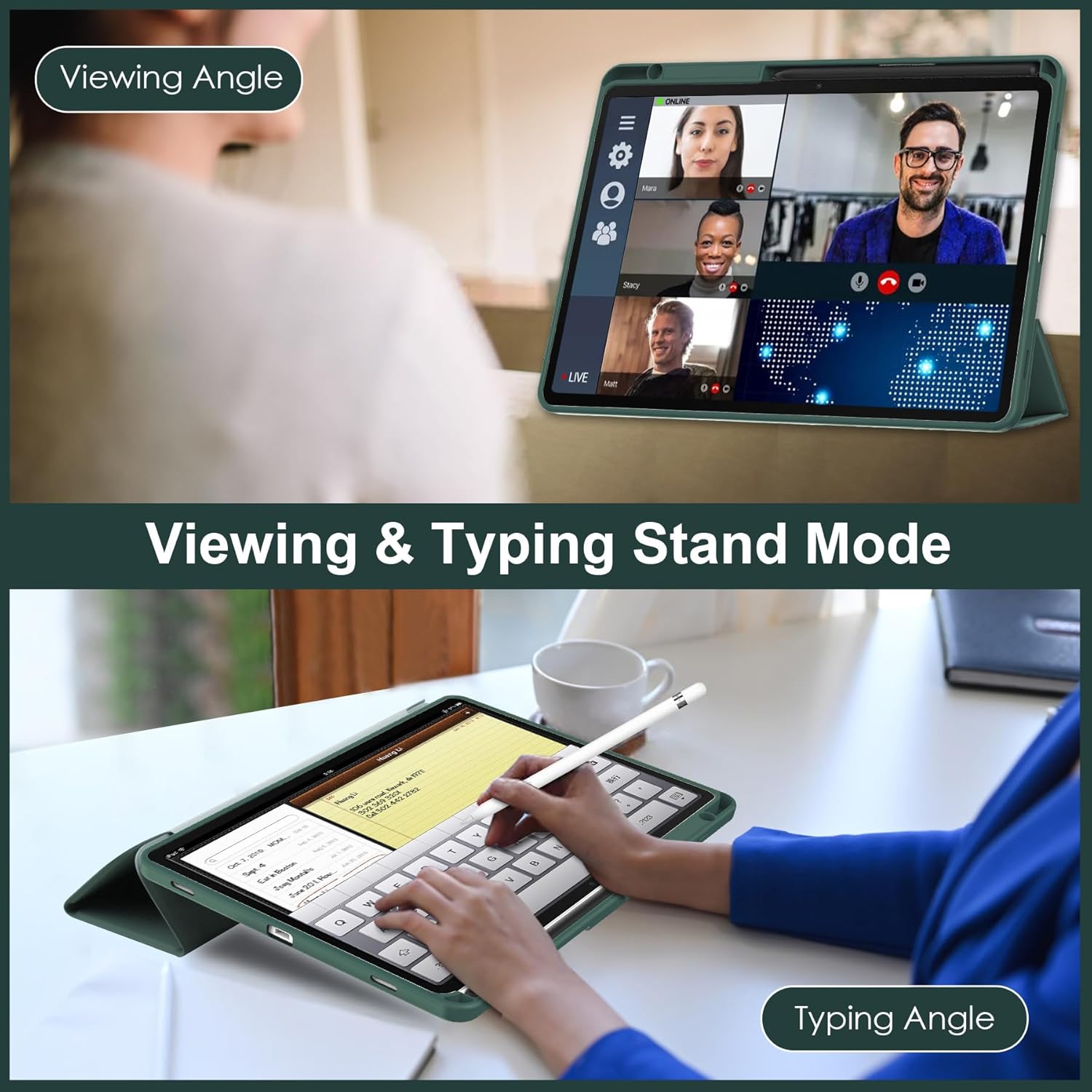 Husa Smart Cover compatibila cu Samsung Galaxy Tab S11 Ultra 2025 14.6inch, Slot Pen, Verde inchis, TELGORBCS