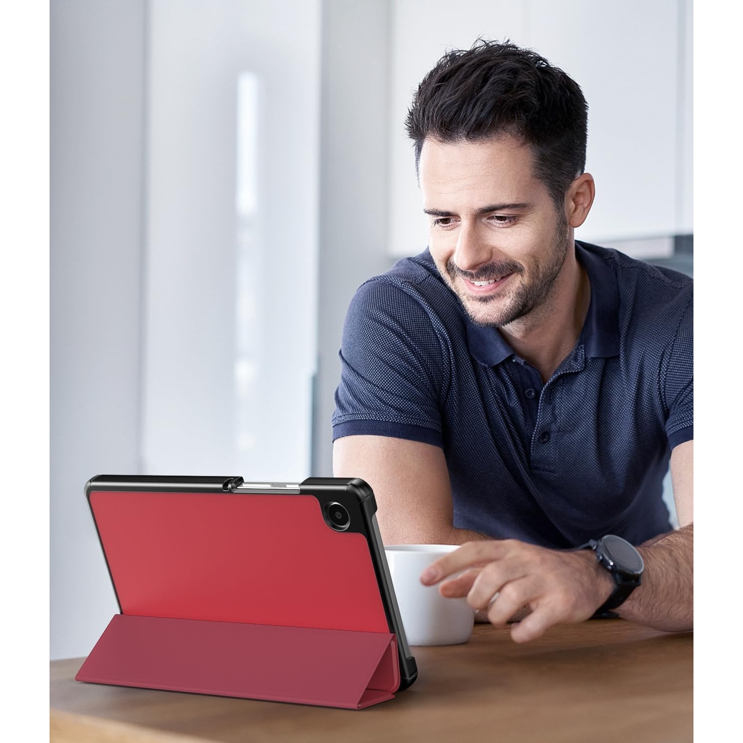 Husa Book Cover compatibila cu Samsung Galaxy Tab A11 2025, 8.7", Rosu, TELGORBCS