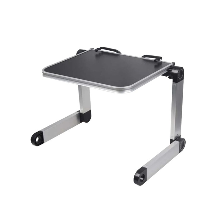 Suport de birou MESA LIVING, universal, compact, 3 articulații, pentru laptopuri până la 15.6 inch, culoare neagră