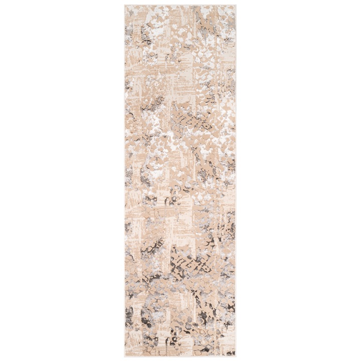 Covor, Tapiso, Crystal Cho, 120 x 300 cm, Bej, OEKO-TEX, Inaltime Fir 8 mm, Pentru Living, Dormitor, Hol, Rezistent La UV, Rezistent La Pete, Lavabil, Usor de curatat, Rezistent La Intemperii, Impermeabil, Moale La Atingere