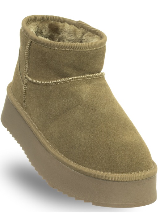 Ghete dama, Soprani Couture, kaki, piele naturala, material textil, Verde