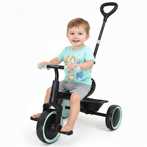 Tricicleta 2 In 1 Hasepe® Cu Cadru Metalic Si Maner Control Detasabil, Tricicleta 2 In 1 Cu Roti Mari Si Centura Siguranta 3 Puncte, Tricicleta 2 In 1 Cu Cosulet Depozitare Si Design Stabil Pentru Copii, Sistem Confortabil Pentru Plimbari In Parc