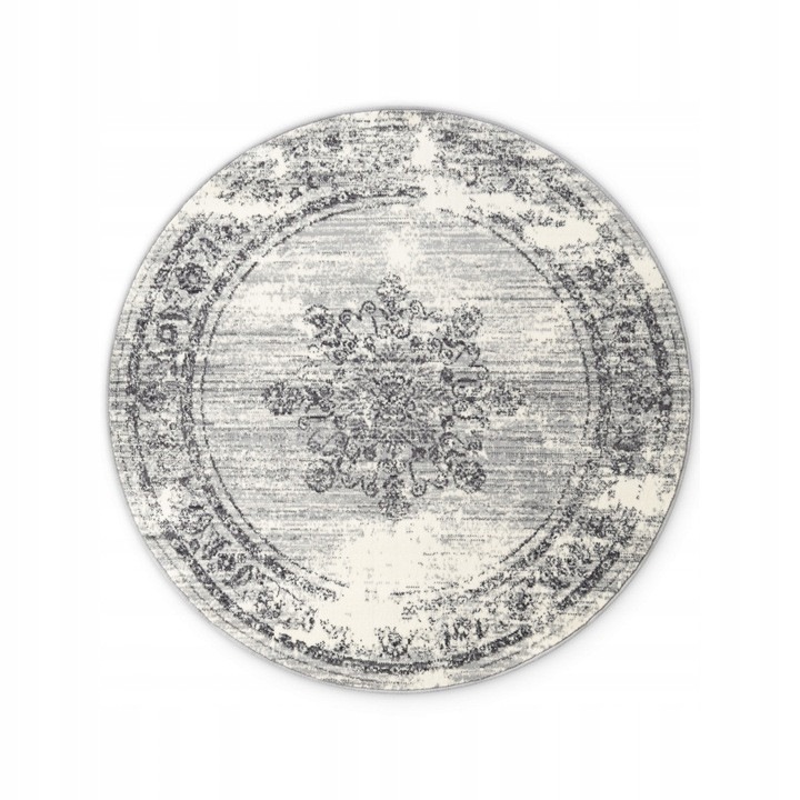 Covor rotund living, Hanse Home, gri crem, 160cm, model traditional, fir moale, densitate mare, rezistent la uzura, elegant, confortabil, usor de curatat, stil modern