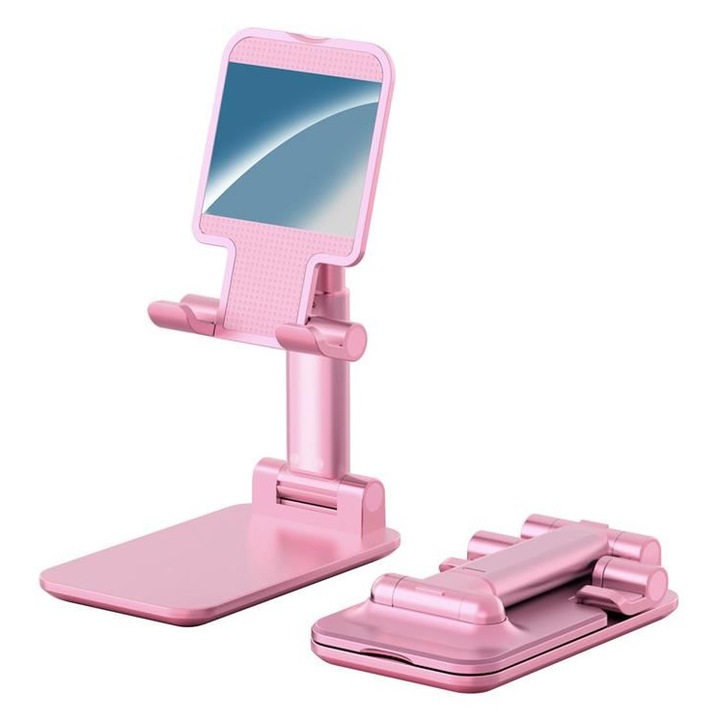 Suport birou reglabil Choetech roz, pentru telefon si tableta, dimensiuni 4x12.9 inch