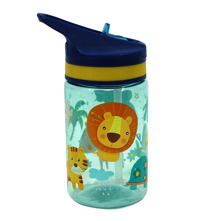 Bidon 400 ml Jungle, KIDS LICENSING, design ergonomic, material Tritan, cu capac și mâner