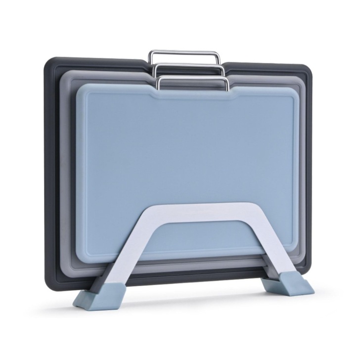 Tocatoare Din Plastic Clove Cu Suport, Fara Bpa, Gri, Potrivite Pentru Masina De Spalat Vase, 32X24, 30X20, 26X19Cm, Mari Pentru Carne, Tocatoare De Bucatarie, Antiderapante, Canelura Pentru Suc, Negre