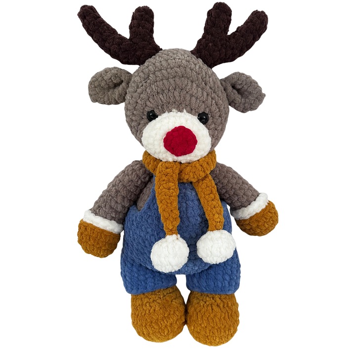 Ren crosetat manual cu fir antialergic plusat, umplutura hipoalergenica, 46 cm