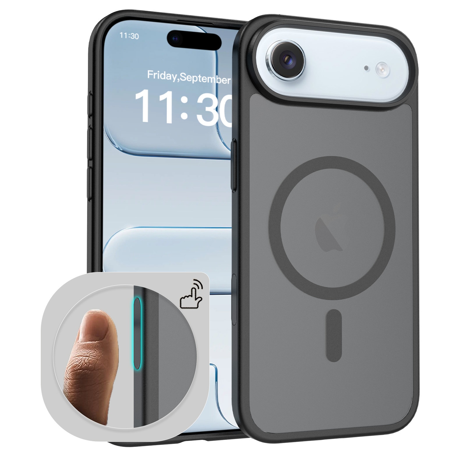 Husa de protectie pentru iPhone 17 Air, Omelivon, MagSafe, Incarcare Wireless, Antisoc, Margini Ridicate pentru Protectia Ecranului si a Camerelor, Negru