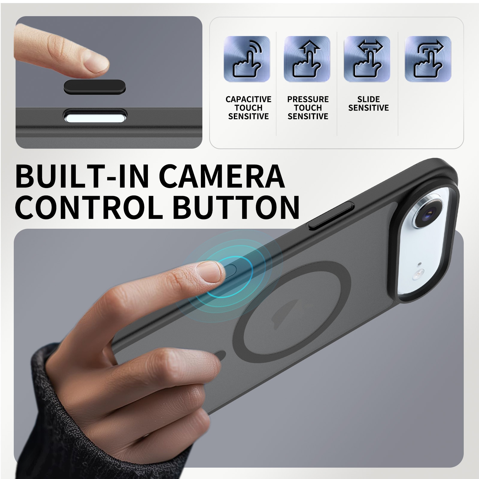 Husa de protectie pentru iPhone 17 Air, Omelivon, MagSafe, Incarcare Wireless, Antisoc, Margini Ridicate pentru Protectia Ecranului si a Camerelor, Negru