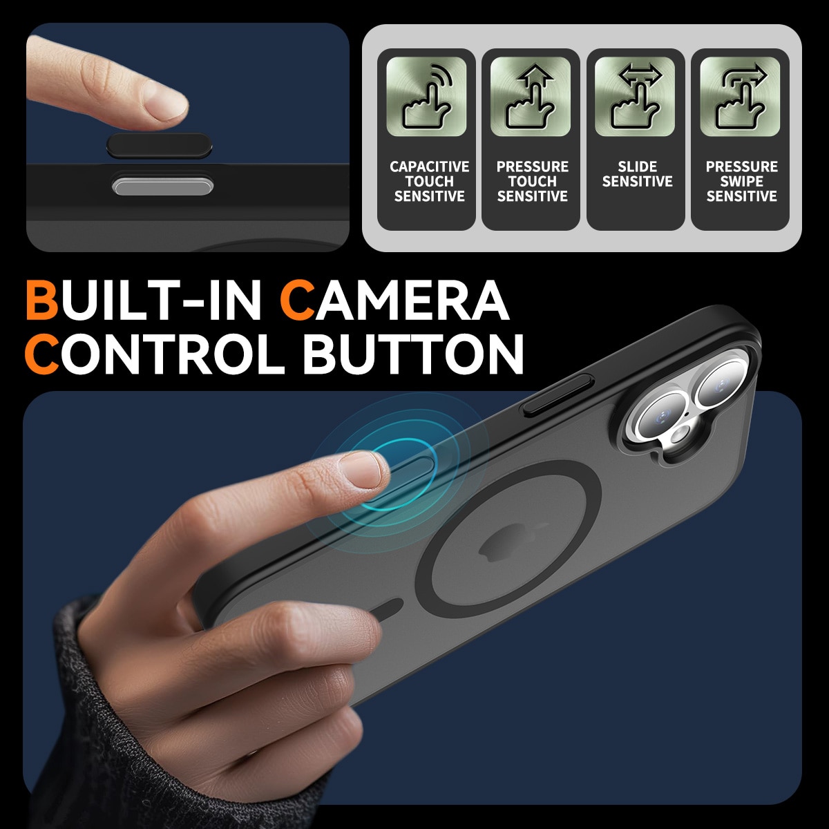 Husa de protectie pentru iPhone 17, Omelivon, MagSafe, Incarcare Wireless, Antisoc, Margini Ridicate pentru Protectia Ecranului si a Camerelor, Negru