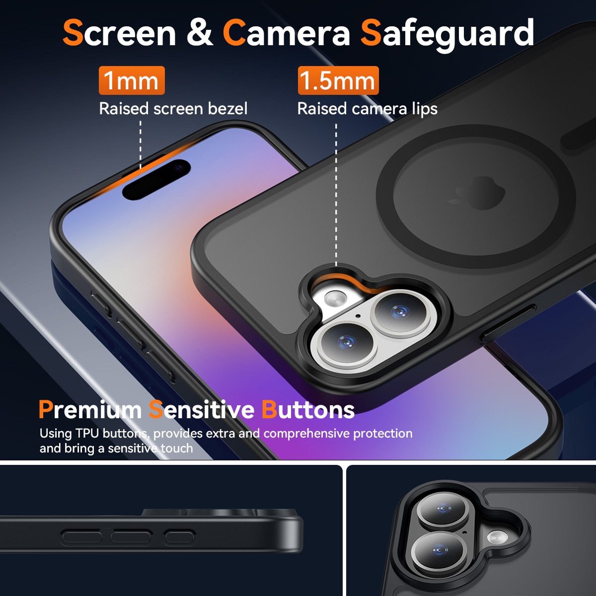 Husa de protectie pentru iPhone 17, Omelivon, MagSafe, Incarcare Wireless, Antisoc, Margini Ridicate pentru Protectia Ecranului si a Camerelor, Negru