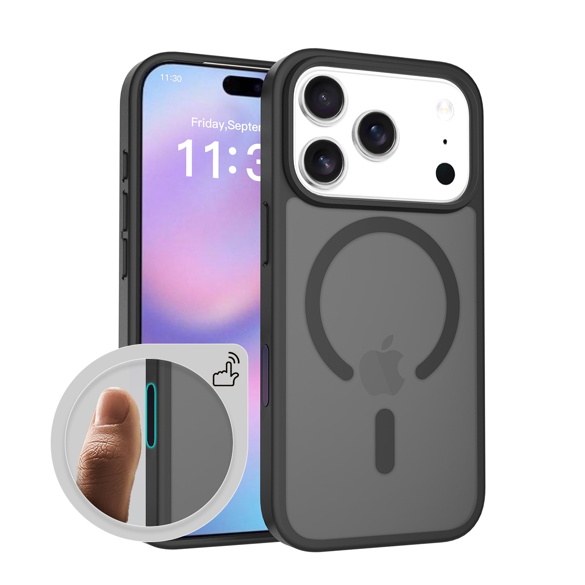 Husa de protectie pentru iPhone 17 Pro, Omelivon, MagSafe, Incarcare Wireless, Antisoc, Margini Ridicate pentru Protectia Ecranului si a Camerelor, Negru