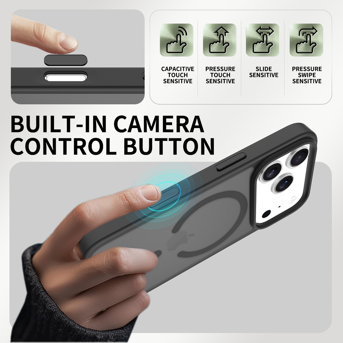 Husa de protectie pentru iPhone 17 Pro, Omelivon, MagSafe, Incarcare Wireless, Antisoc, Margini Ridicate pentru Protectia Ecranului si a Camerelor, Negru