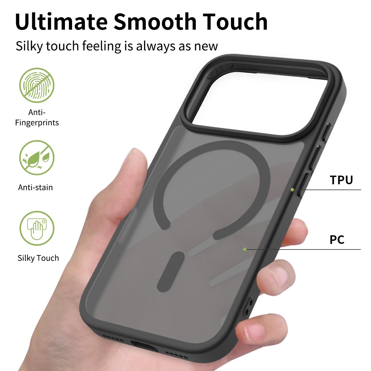 Husa de protectie pentru iPhone 17 Pro, Omelivon, MagSafe, Incarcare Wireless, Antisoc, Margini Ridicate pentru Protectia Ecranului si a Camerelor, Negru