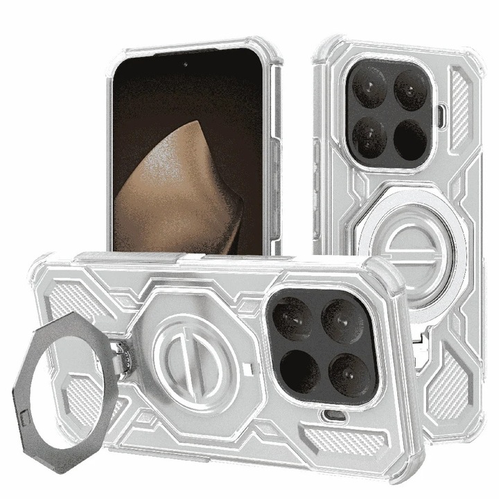 Husa pentru Xiaomi 15T Pro, Antisoc, SKYDDAR INOVATION, Carbon Shield PRO, Magsafe, set cu sticker, Alb